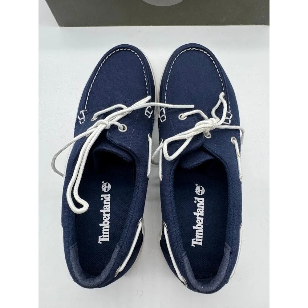 Timberland Union Wharf 2-Eye Boat Shoe Mens 7 Navy Canvas Deck Shoe TB0A1Q86019